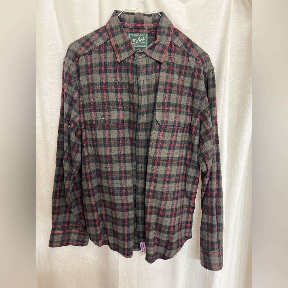 Woolrich Red and Gray Plaid Shirt flannel